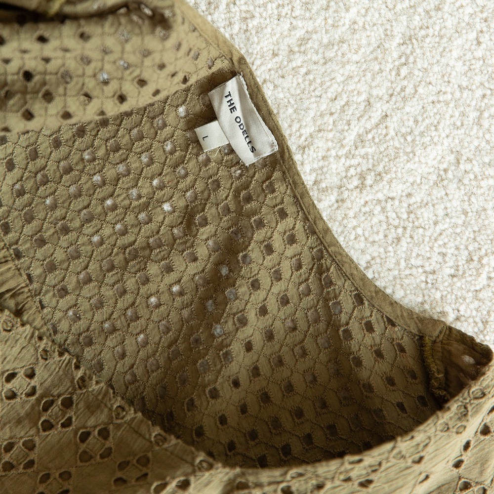 The Odells Olive Eyelet Summer Blouse - Picture 6 of 10